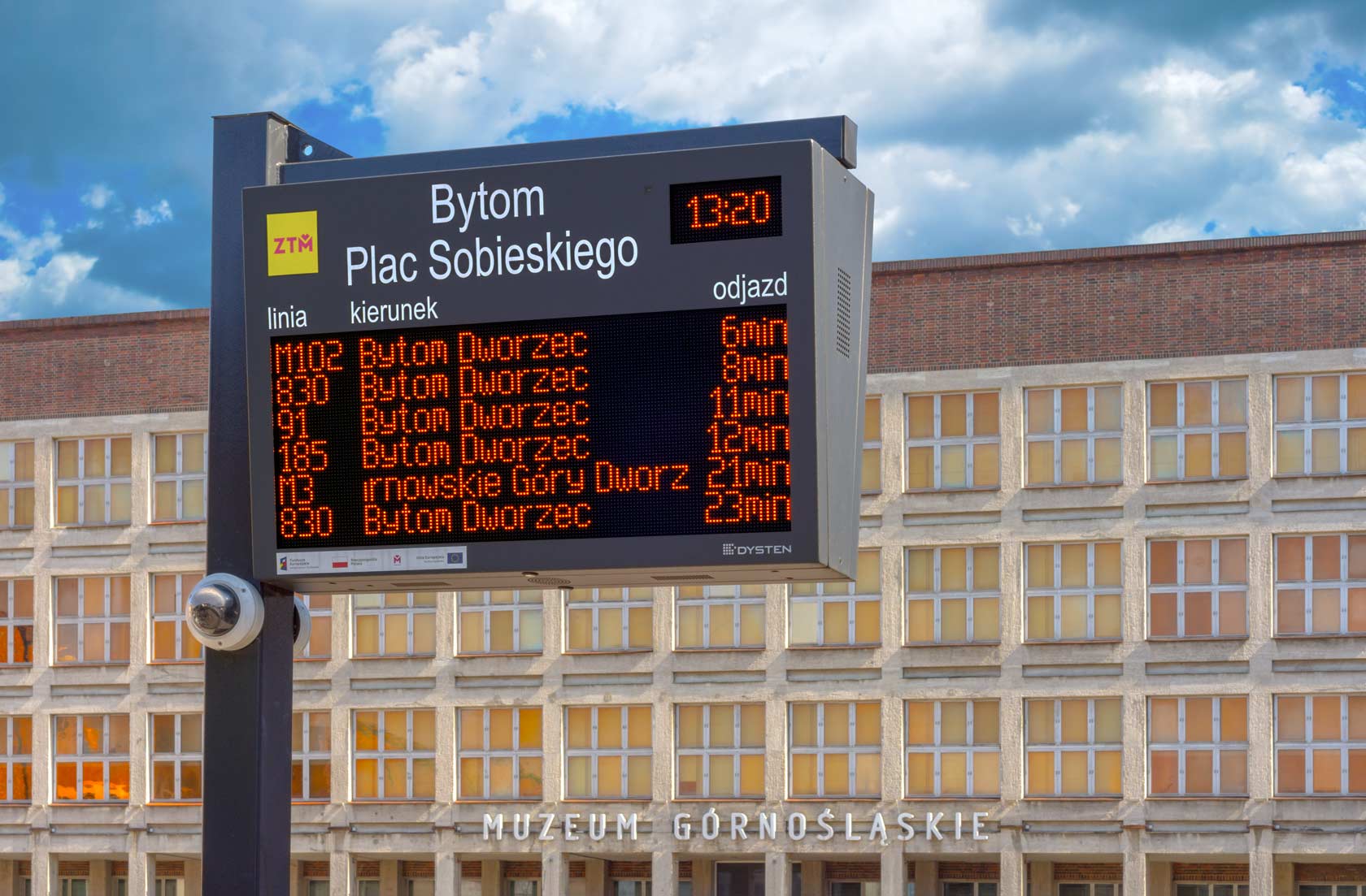 Wyświetlacze dynamicznej informacji pasażerskiej LED amber SDIP metropolii GZM. Real-time LED amber Passenger Information Displays for Metropolis