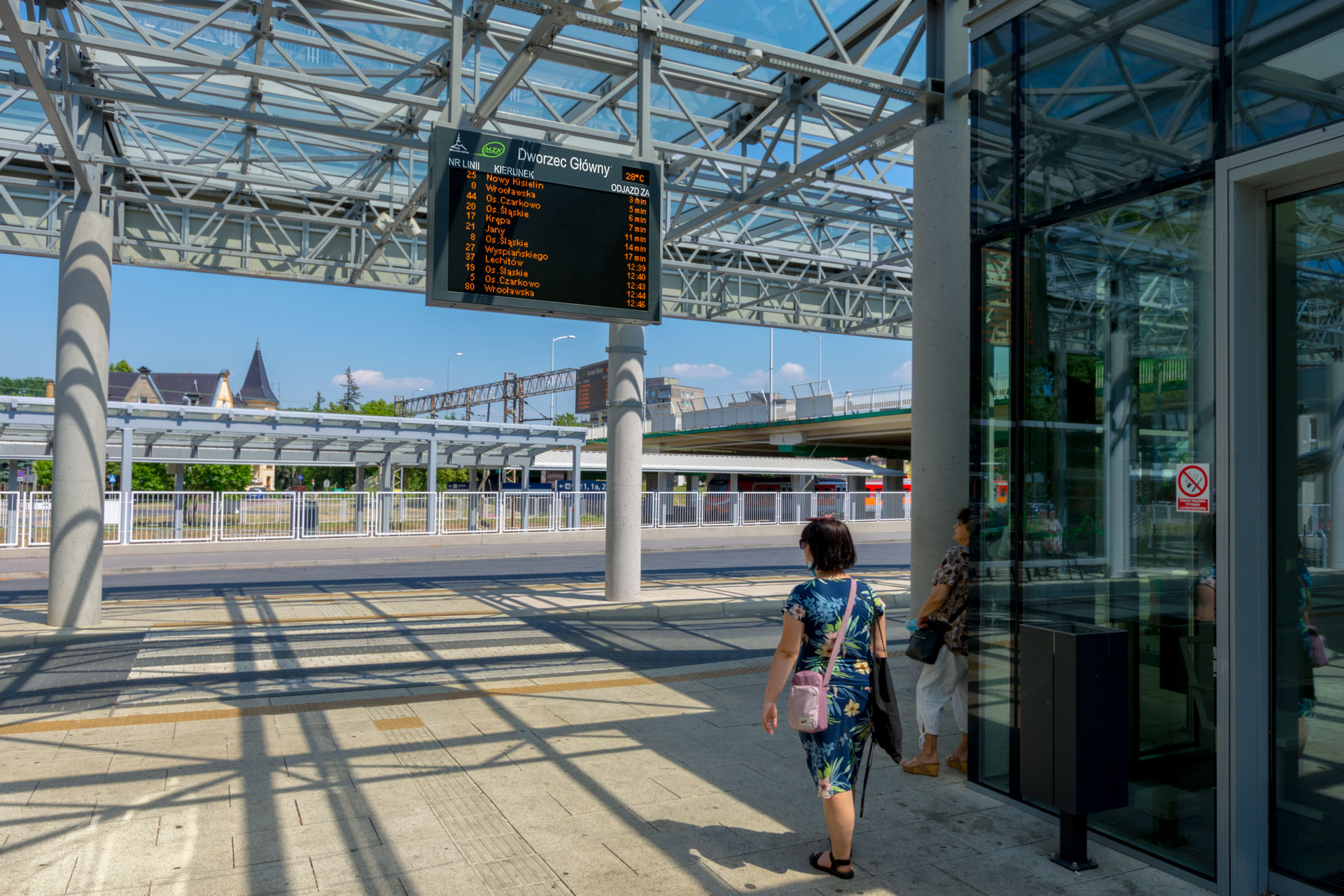 Main 2-sided amber LED passenger information board made by DYSTEN